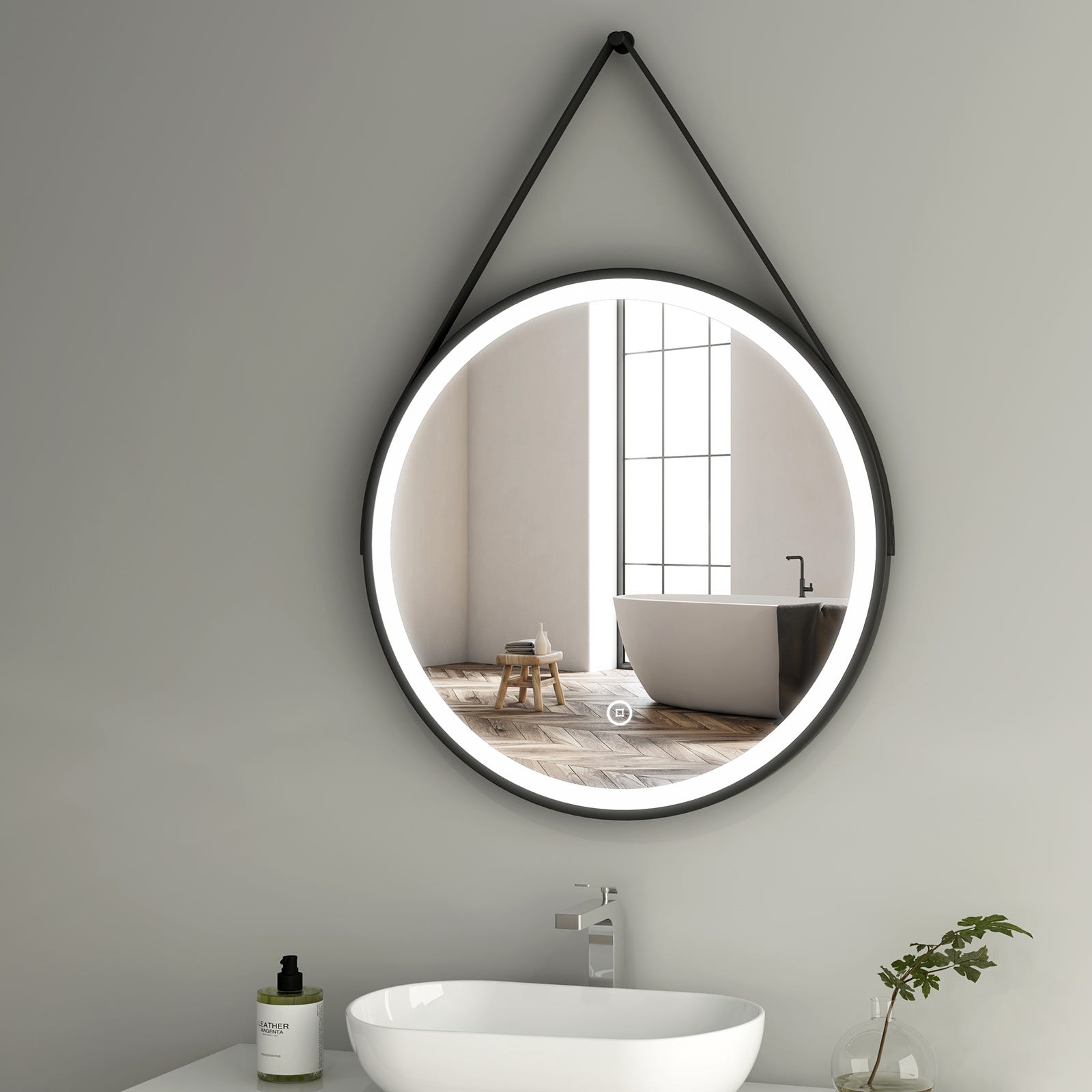 Eclairage salle de bain miroir noir-cuivre IP44 dimmable 3000-6500K