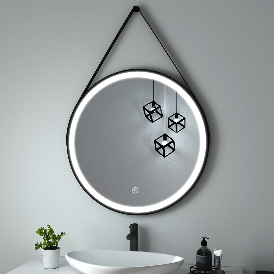 Eclairage salle de bain miroir noir-cuivre IP44 dimmable 3000-6500K
