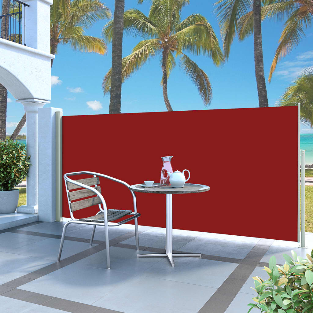 The Living Store - Auvent latéral rétractable 140 x 300 cm Rouge