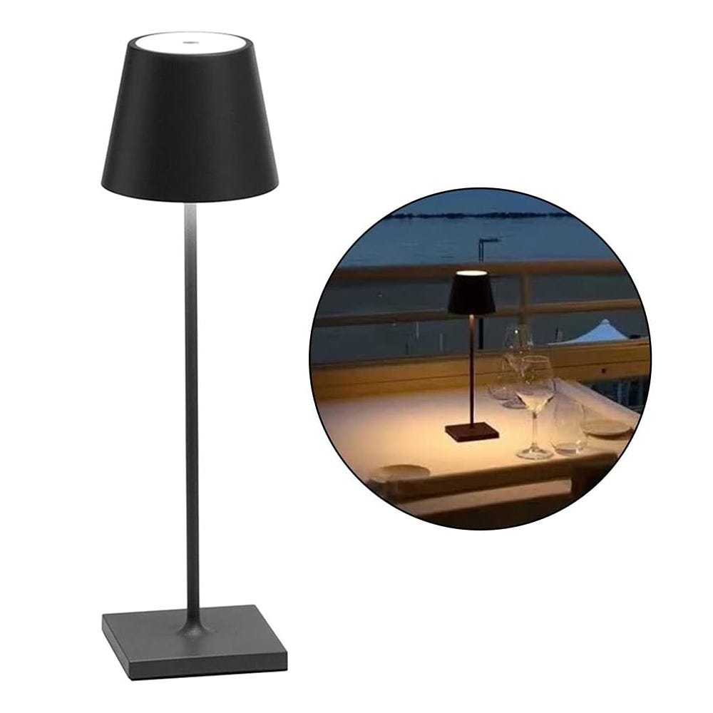 LED Tactile Lampe de Table Sans Fil Dimmable Lampe de Chevet éclairage  Ambiance Lumière Restaurant Bar Café USB 37cm