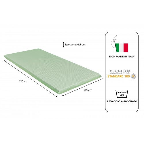 Materasso Lettino bambino, materasso culla Pieghevole campeggio mis. 60x120  h. 4,5 cm COLORE VERDE DOUBLE FACE POIS