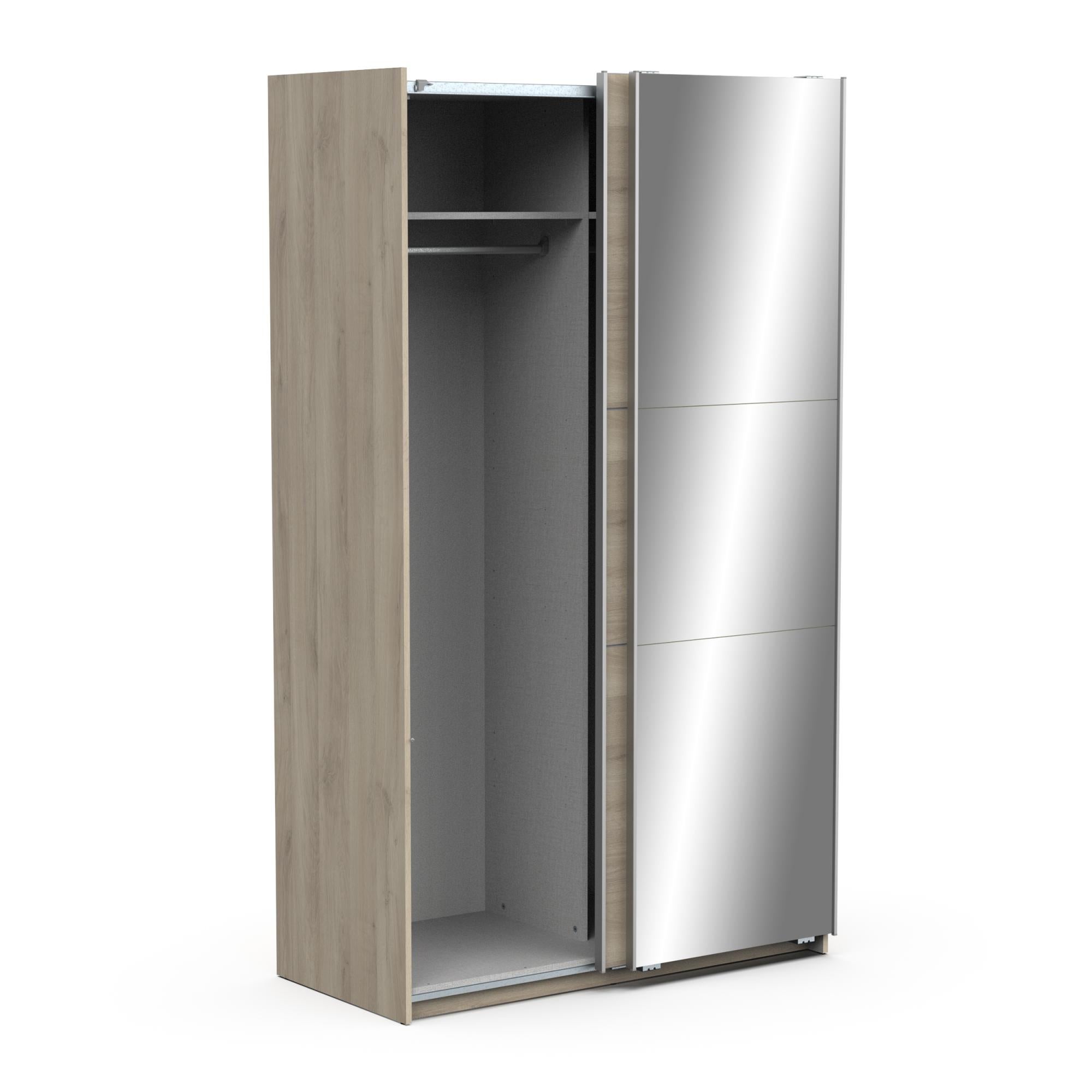 Armoire 2 portes coulissantes avec miroir GHOST Chêne 116,5 x 59,8 x 203 cm DEMEYERE