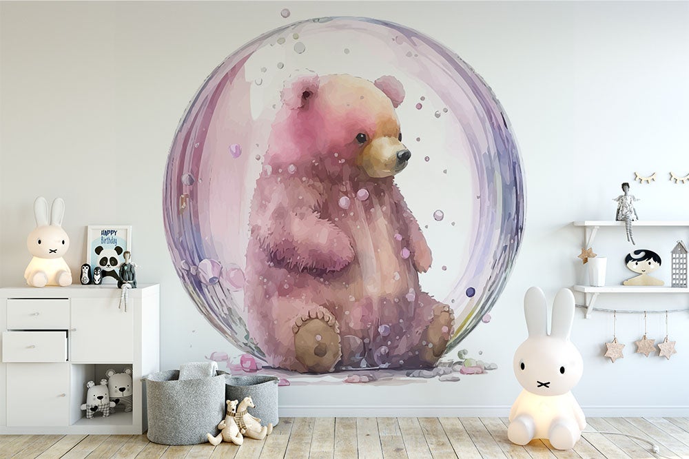 Papier peint chambre enfant Ours à bulles