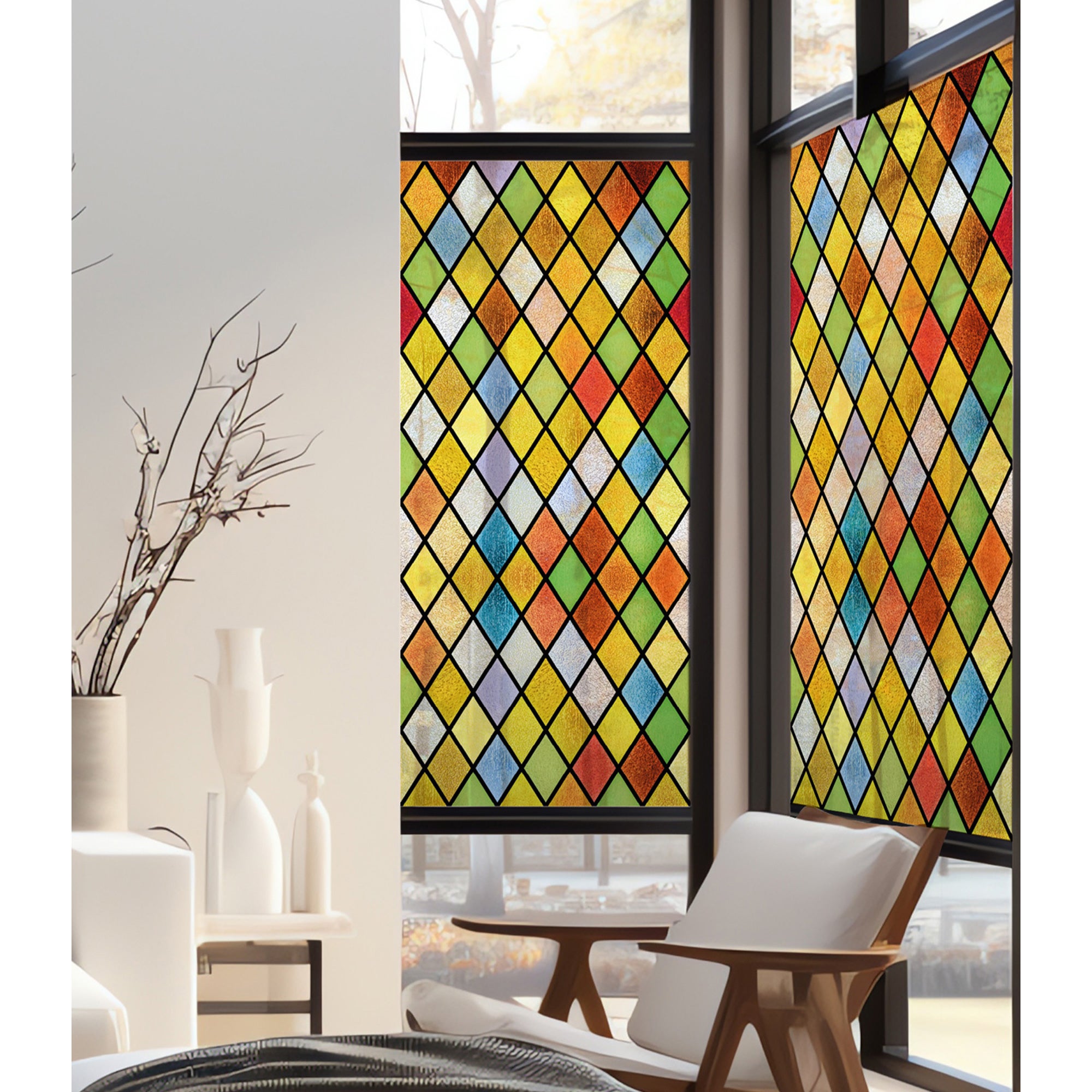 Adesivi decorativi elettrostatici, vetro in vetro di vetro arlequin Effetto  in vetro colorato 3D, molto colorato e collegabile, 150 cm x 67,5 cm