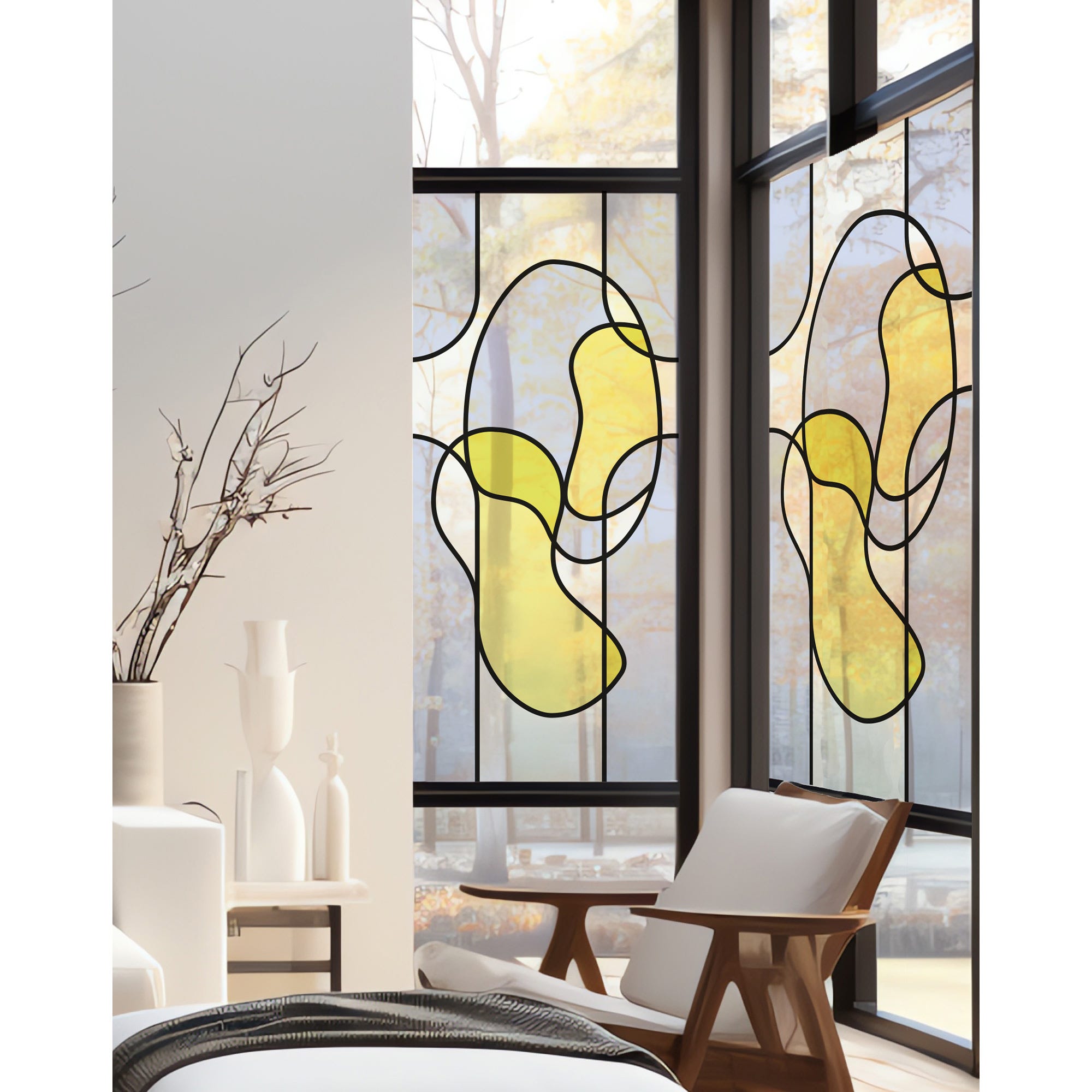 Adesivi decorativi elettrostatici, trompe l'oeil, vetro colorato pastello  dell'umore, collegabile, 150 cm x 67,5 cm