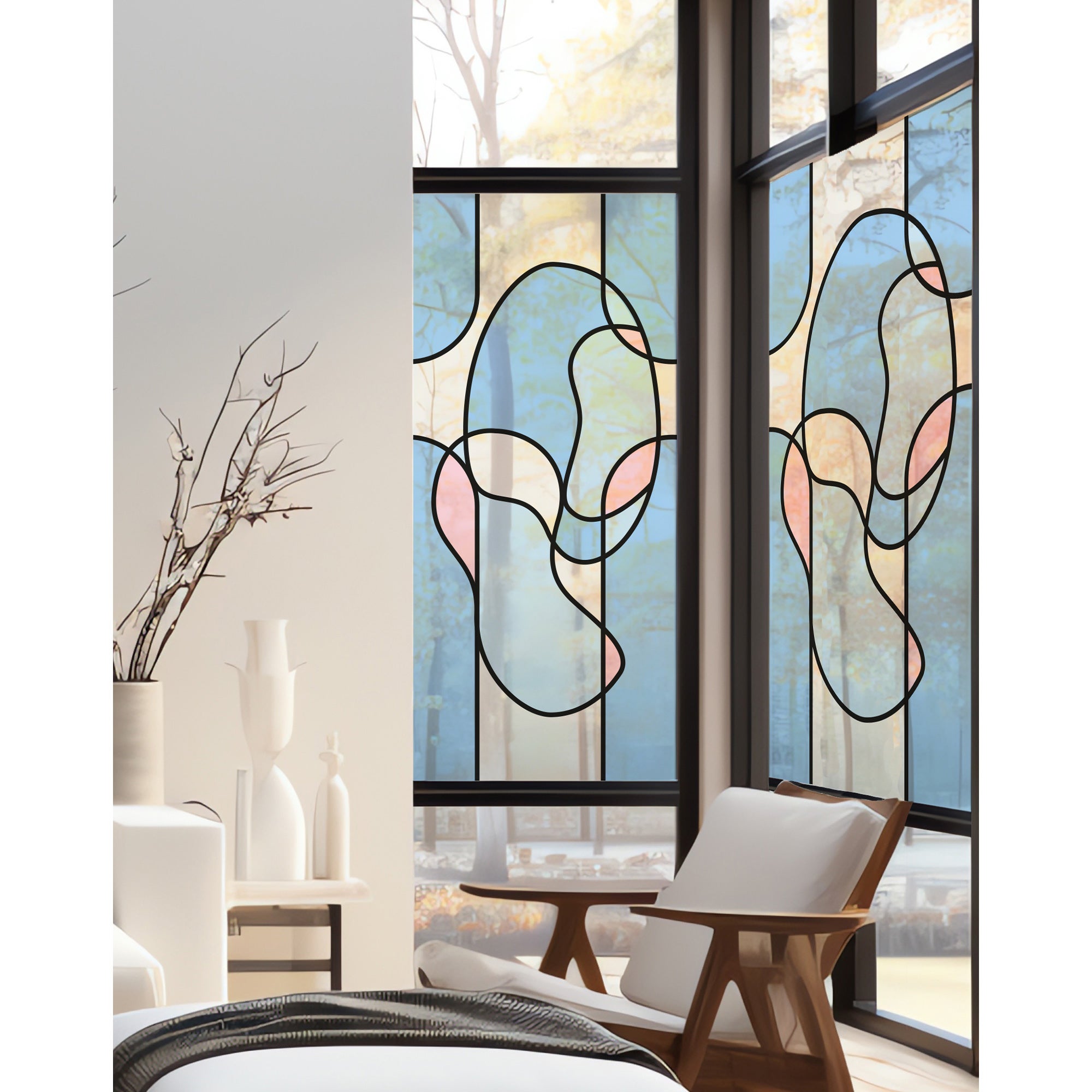 Stickers décoratifs électrostatique, vitrail moderne, inspiration design  contemporain, raccordable, 150 cm X 67,5 cm