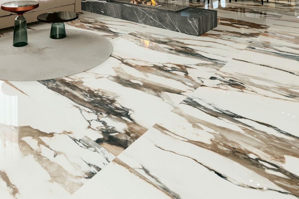 Marbre Calacatta brillant doré - Carrelages 120x280 cm 6 mm - ECG 1000