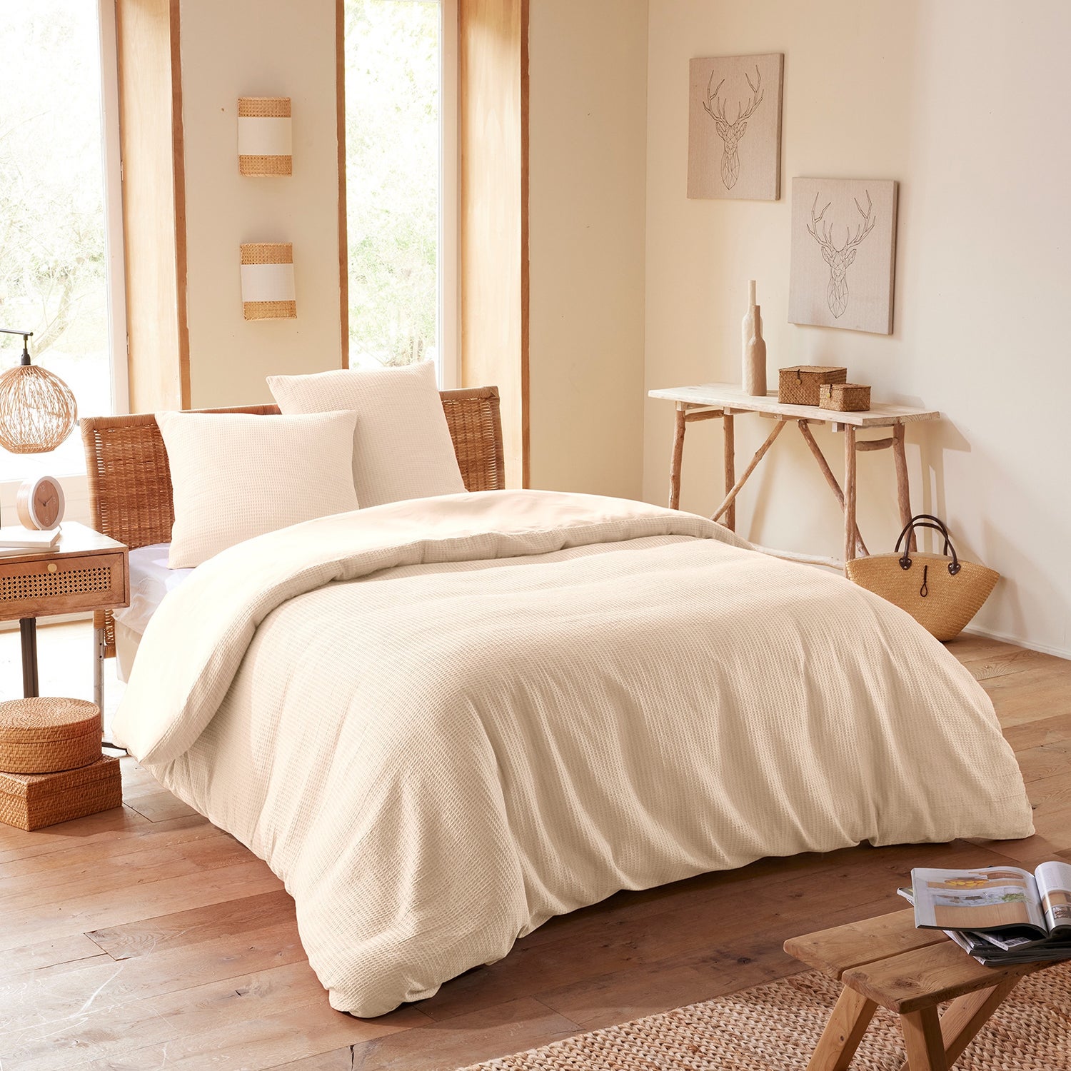 Housse de couette Nid d'abeille Parure de lit 260 x 240 cm pour lit 2