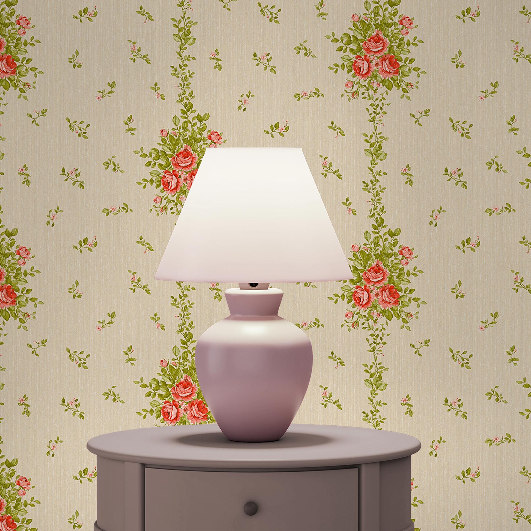 Papel pintado flores carlos m1-no.2521   papel pintado no tejido   rojo   verde   floral   clásico