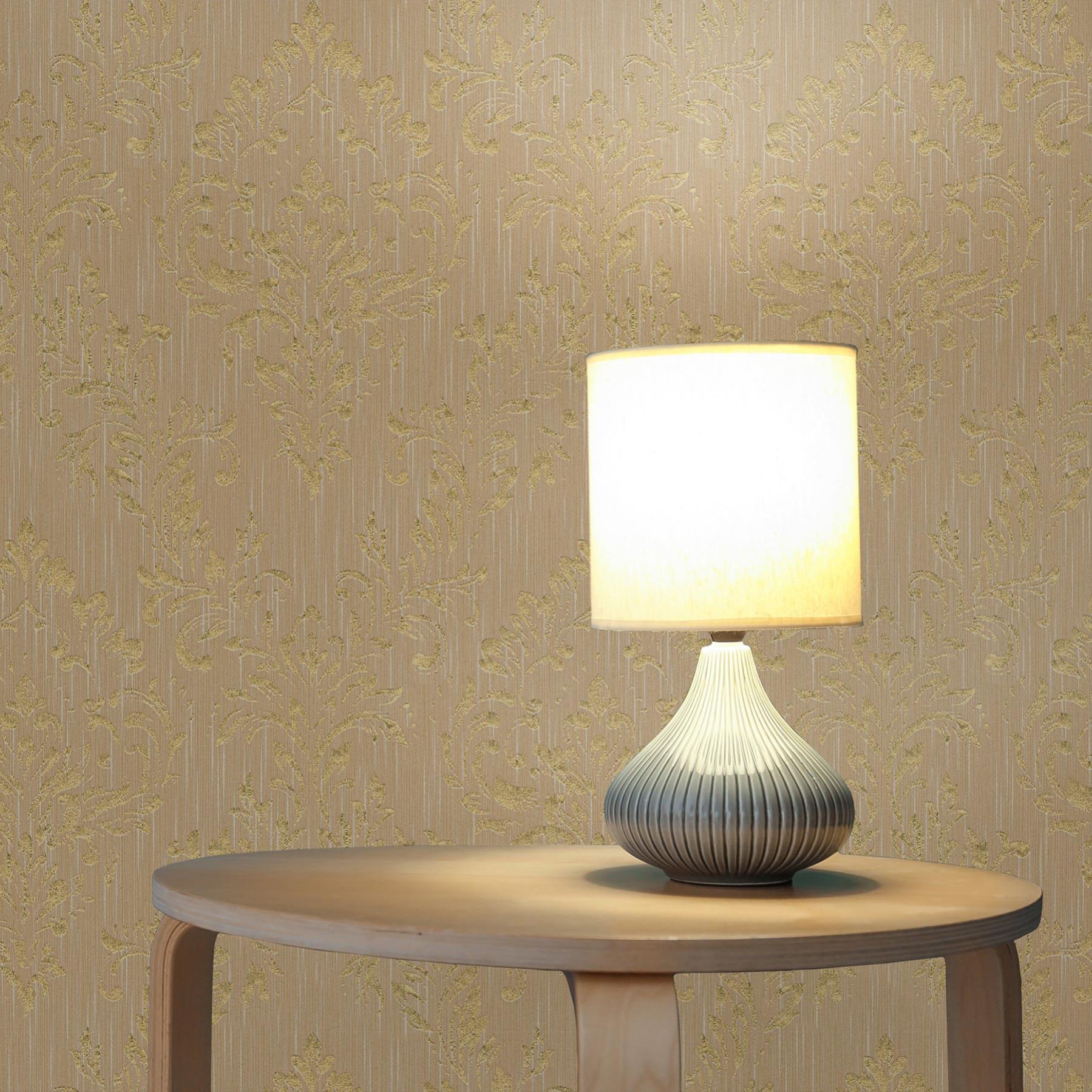Papel pintado barroco giulia m1-no.2178 | papel pintado no tejido | dorado | beige | ornamental | clásico | papel pintado barroco