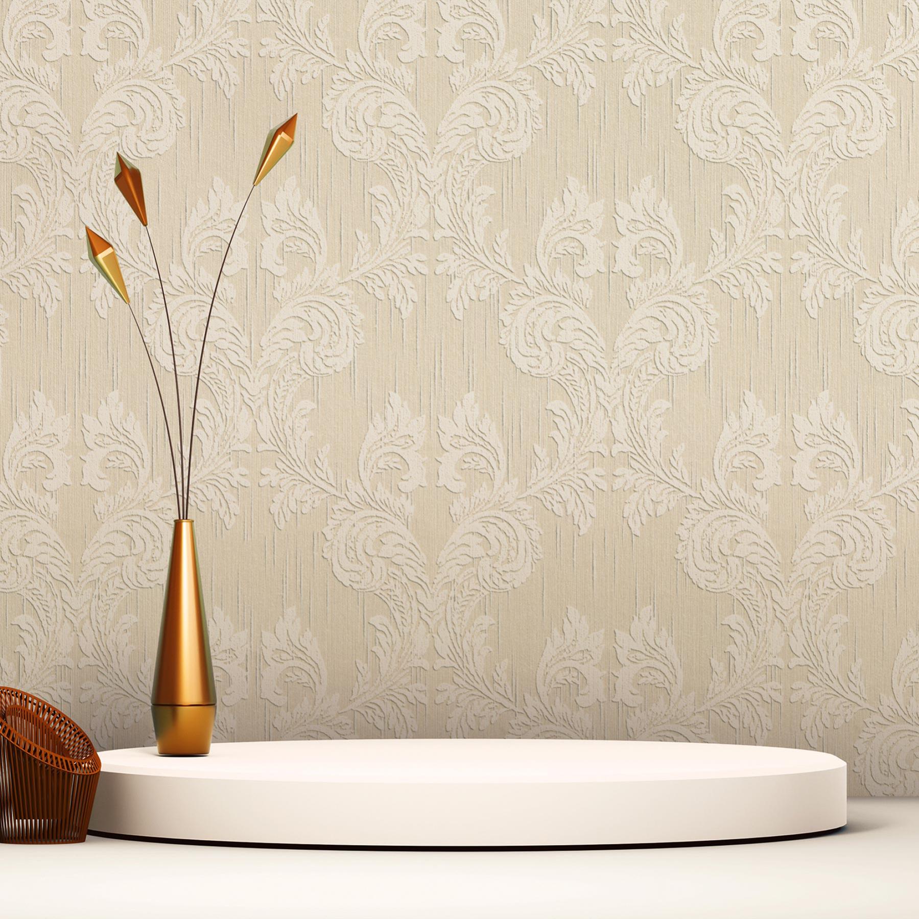 Papel pintado barroco samuel m1-no.3793 | papel pintado no tejido | crema | beige | clásico | papel pintado barroco | ornamentación