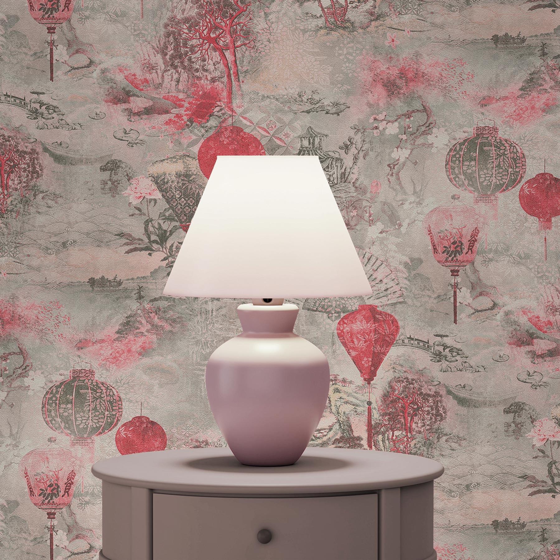 Rouleau De Papier Peint Intissé Vintage Tadessi M1-No.1700 - Rose Et Vert - Motif Oriental