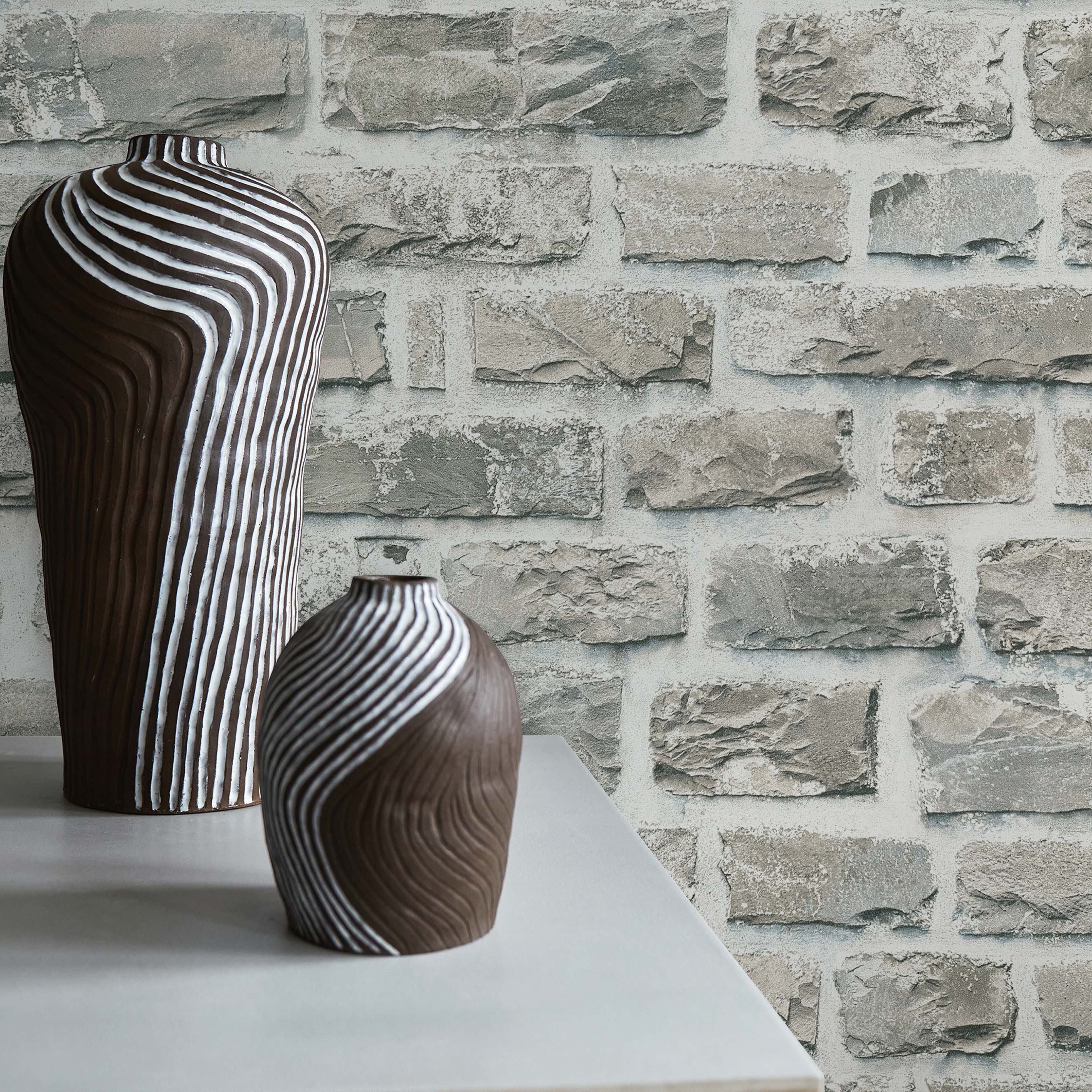 Papel pintado pierre luano m1-no.2635 | tejido sin tejer | gris topo | efecto piedra | pared de piedra