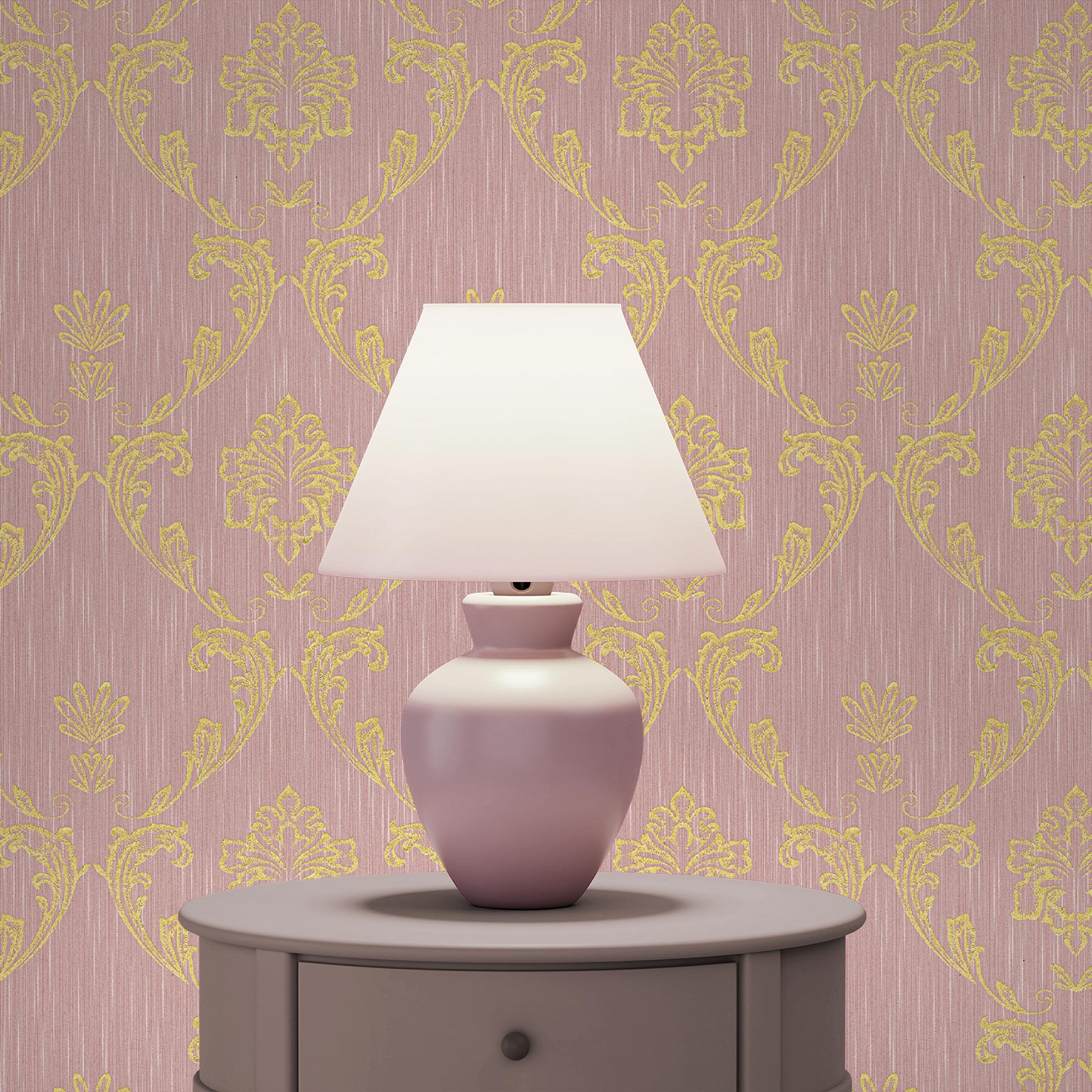 Papel pintado barroco giulia m1-no.2174 | papel pintado no tejido | dorado | rosa | ornamental | clásico | papel pintado barroco