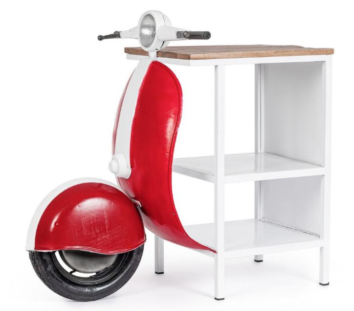 Console bar Vespa acier rouge et blanc mat avec étagere 104 cm | Leroy ...