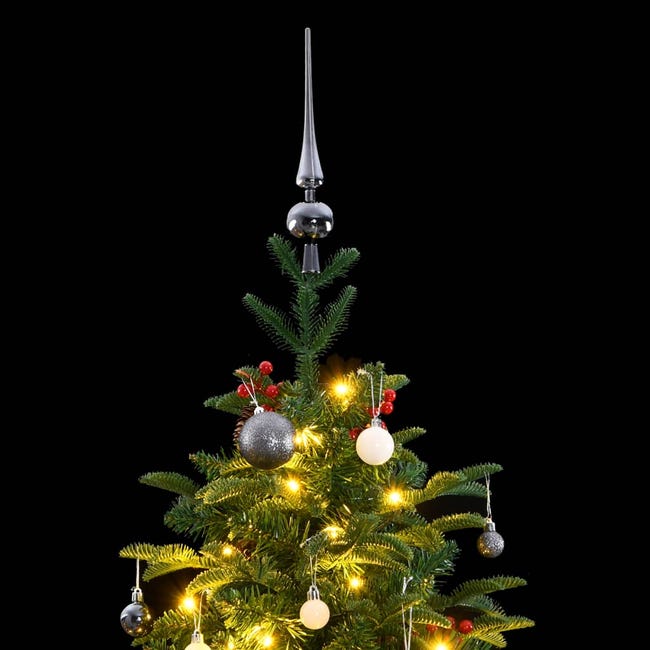 Arbre de Noël artificiel 210 cm avec lumières LED et boules