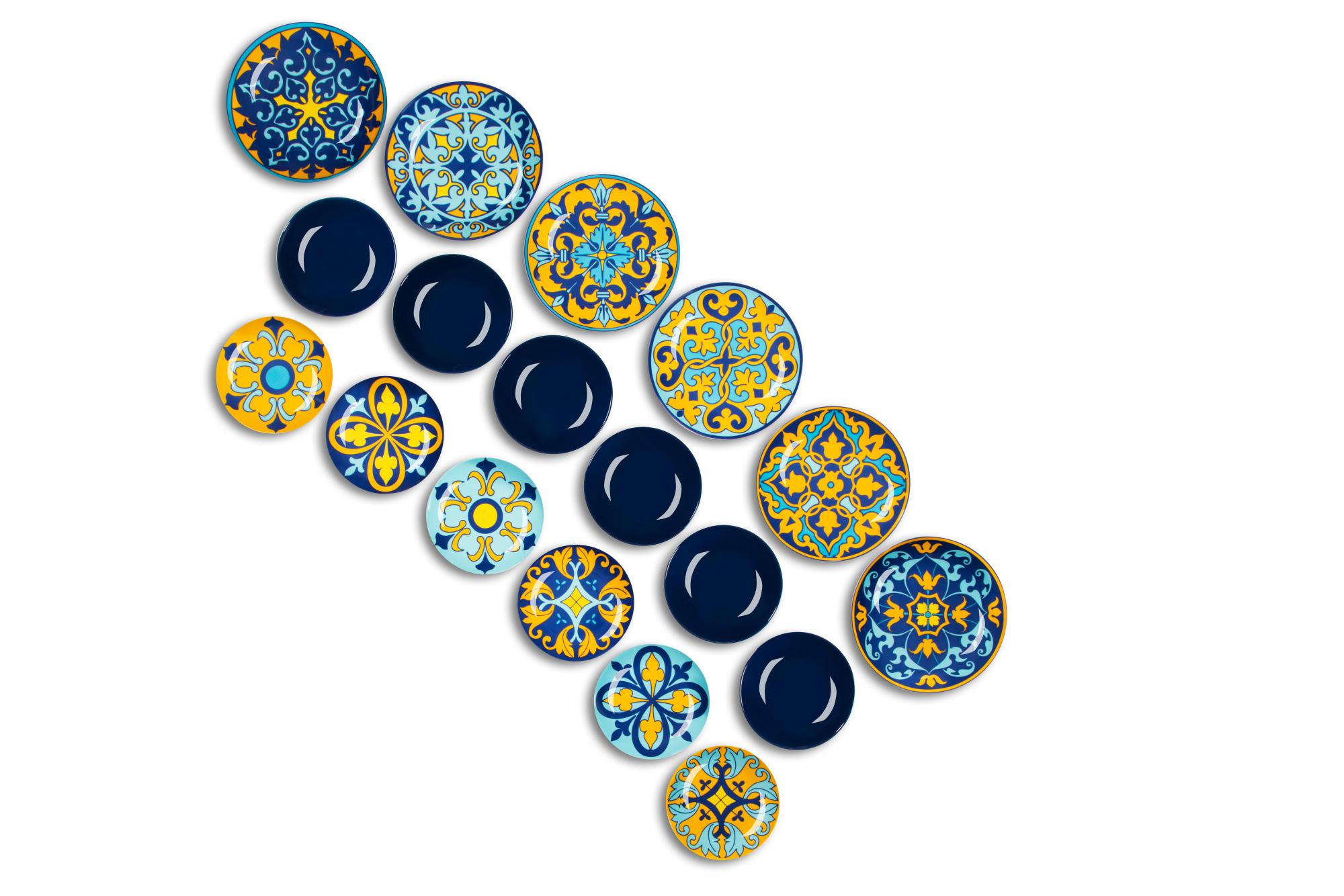 Excelsa Service De Table Boheme Blue 18 Pièces - Porcelaine Et Céramique, Bleu Noël