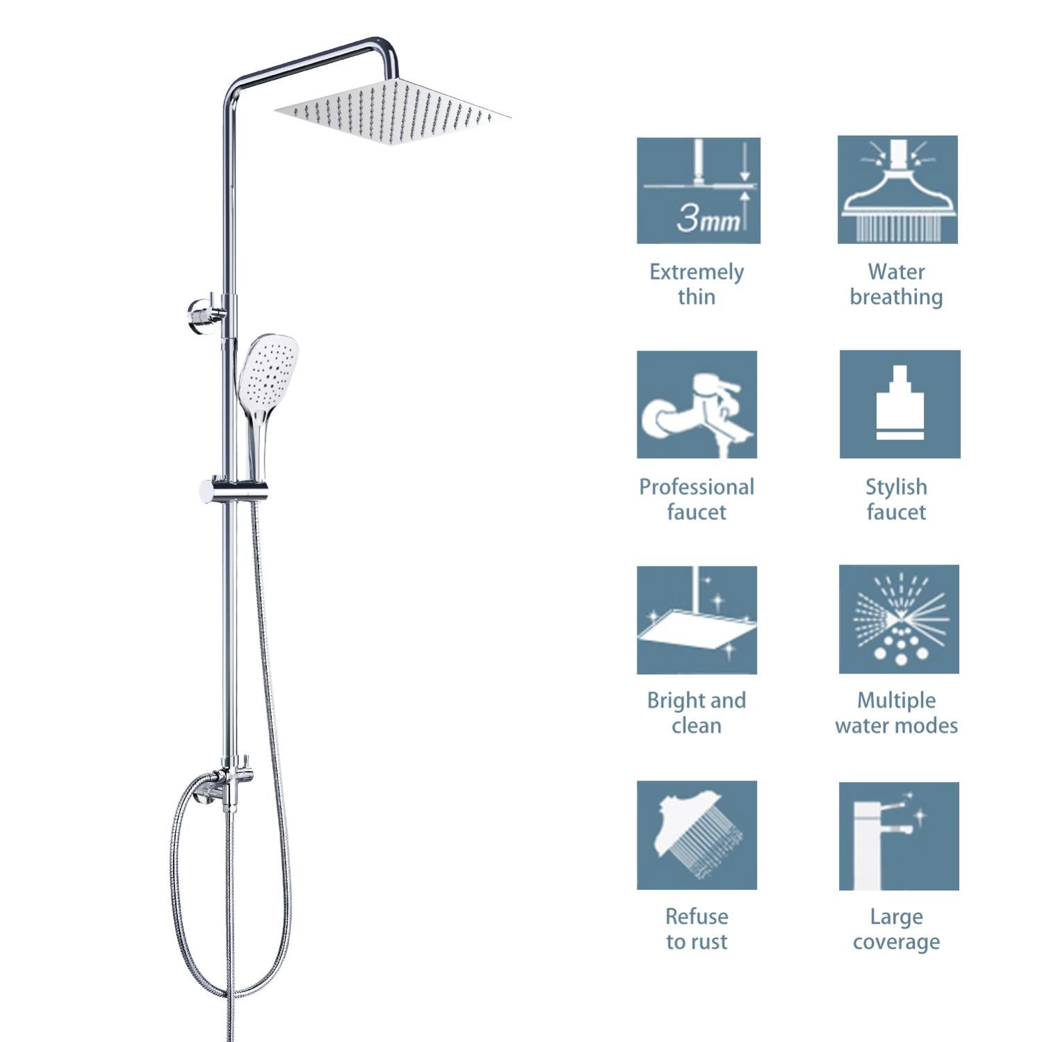 DALMO Colonne de Douche en Acier Inoxydable Chromé sans 2