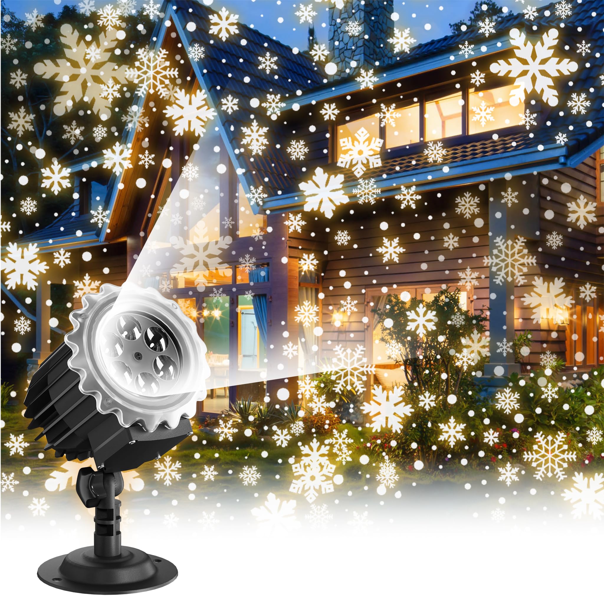 Projecteur de noël lumières en plein air, lumières de projecteur de flocon  de neige Led, projecteur de chute de neige décorations de noël imperméables