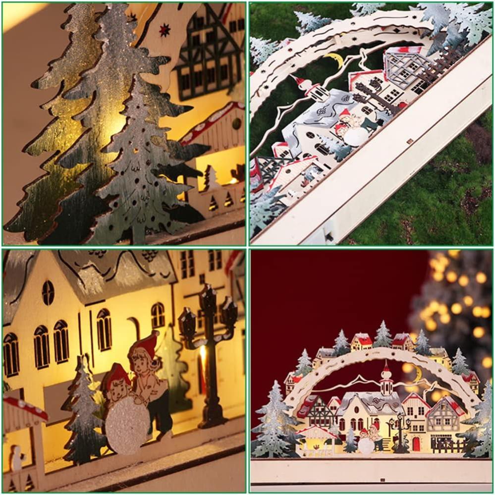 Decoração de vila de natal iluminada por led, vila de casa de natal, decoração de feriado de led, vila de neve, baterias não incluídas - 5