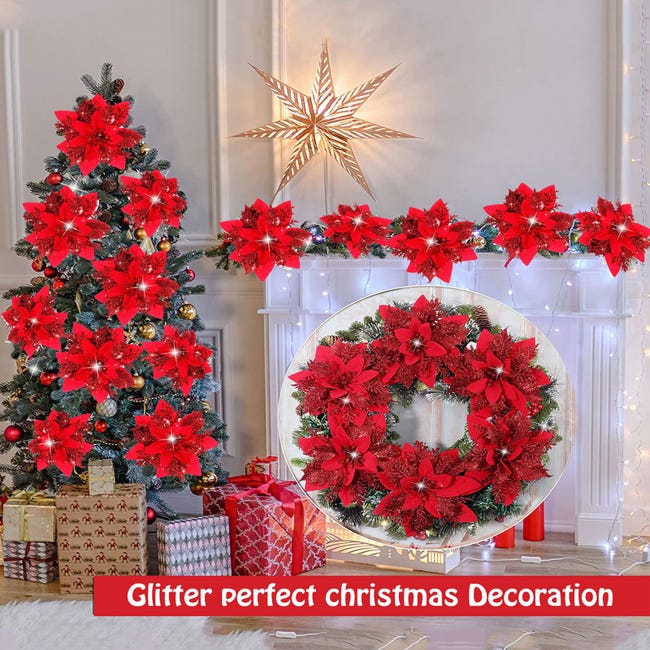 Guirlande feuilles artificielles glamour pour décoration arbre de Noël (5  piè