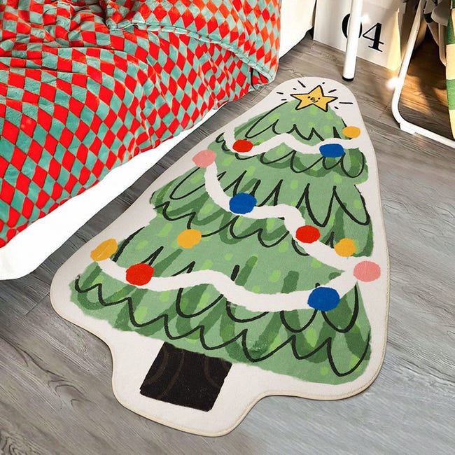 Tappeti per albero di Natale da 120 cm x 40 cm per camera da letto, tappeto  runner natalizio antiscivolo, tappetino morbido per decorazioni natalizie