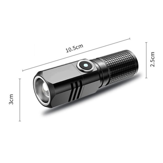 Mini lampe de poche Rechargeable P50 LED USB C, lampe de poche Zoomable,  peut être éteinte en un seul clic, chargement par câble Tyep C