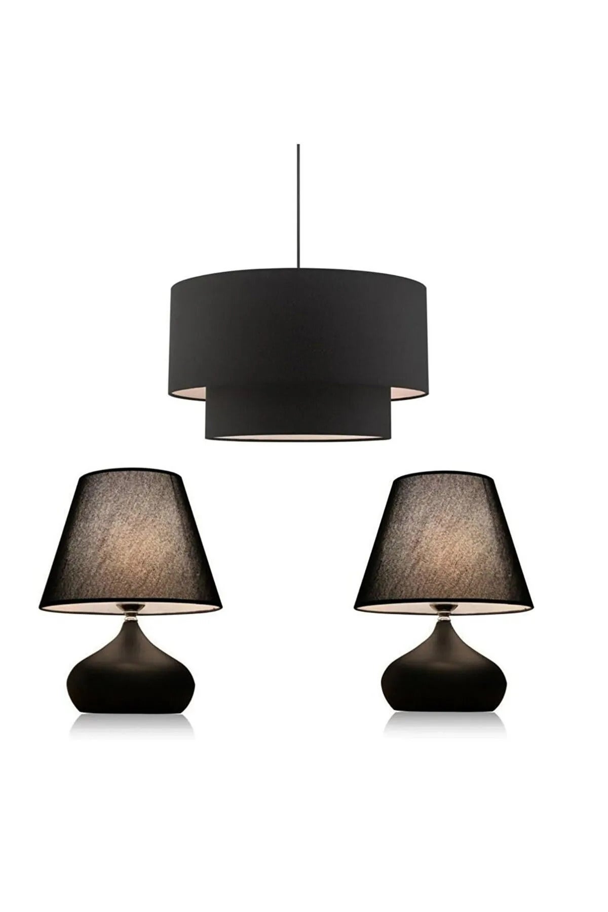 Charm Ensemble De Lampe De Table Et Suspension Noir E Ip Lampe