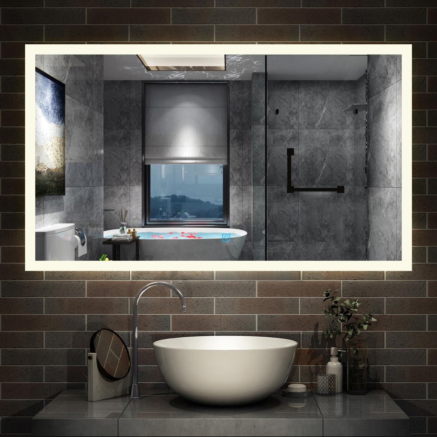 OCEAN ITALY Specchio da Bagno Quadrato 7O×50 cm, Antiappannamento OCEAN ITALY Specchio da Bagno Quadrato 7O×50 cm, Antiappannamento