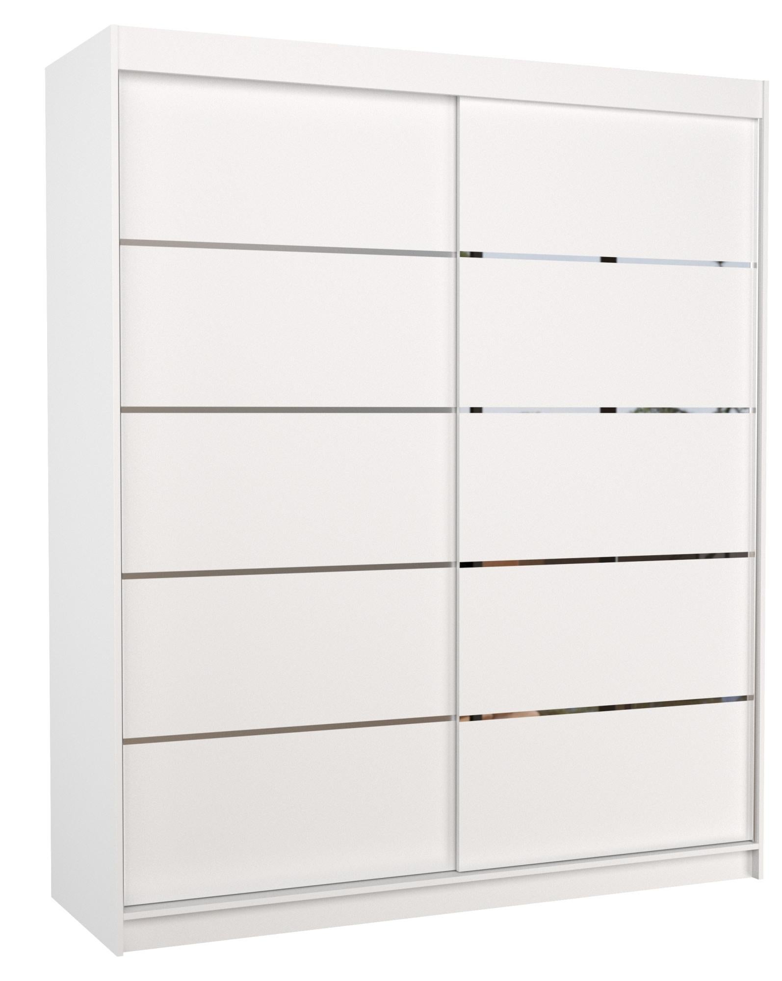 Armoire de chambre à coucher 2 portes coulissantes blanc et alu Pimka