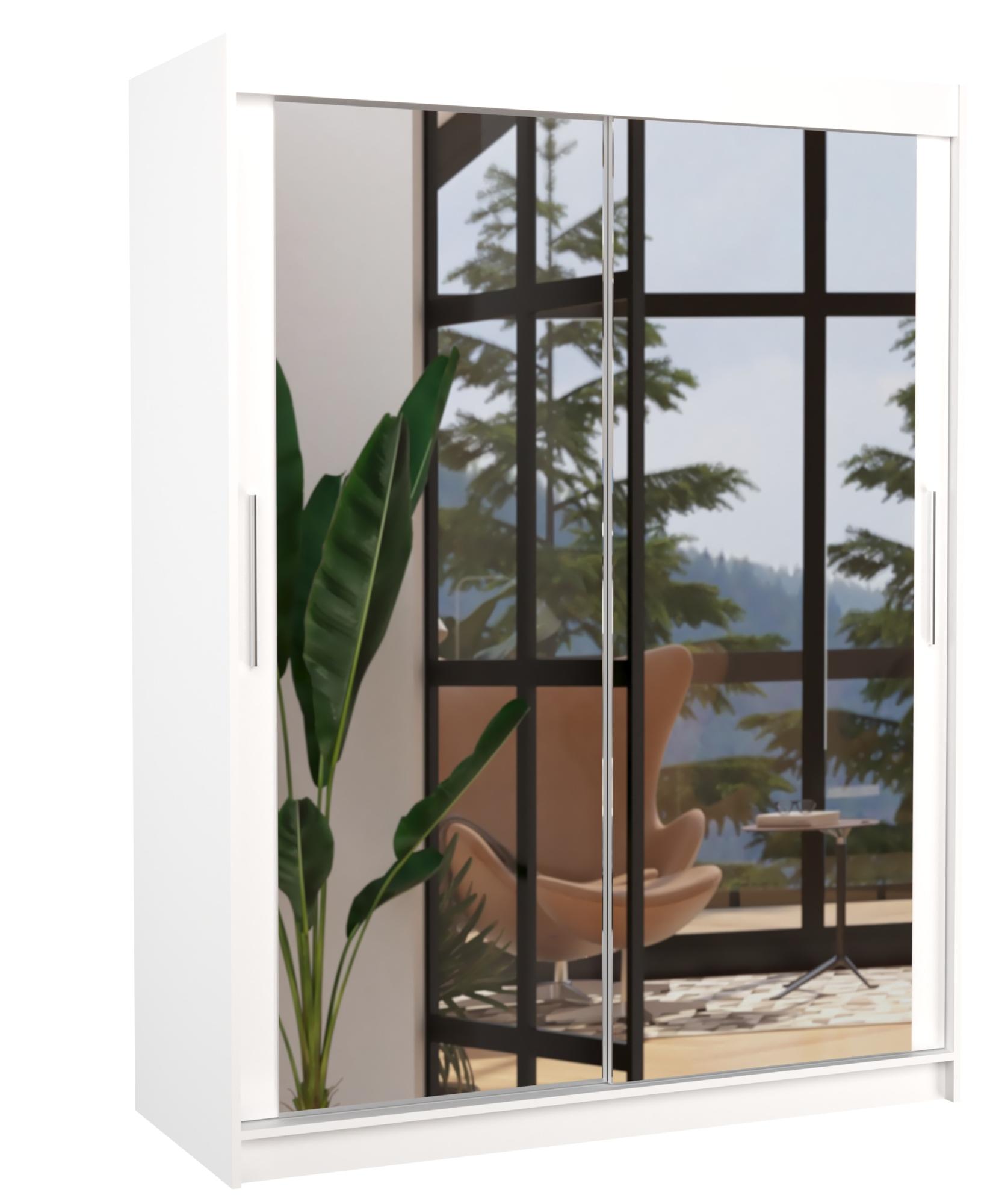 Armoire de chambre blanche 2 portes coulissantes avec miroir Prima 150 cm Leroy Merlin