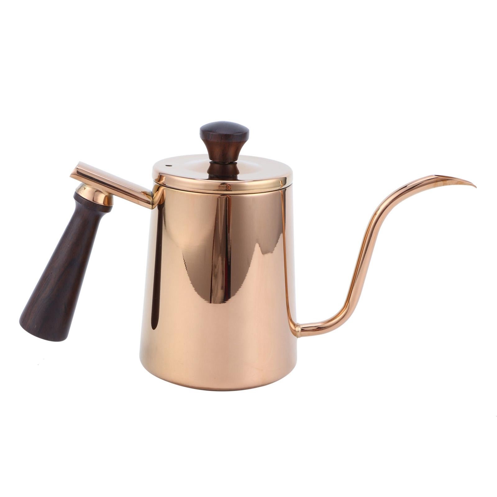 Cafetière à Filtre En Acier Inoxydable Avec Col De Cygne Et Joint En Bambou Doree 92203757