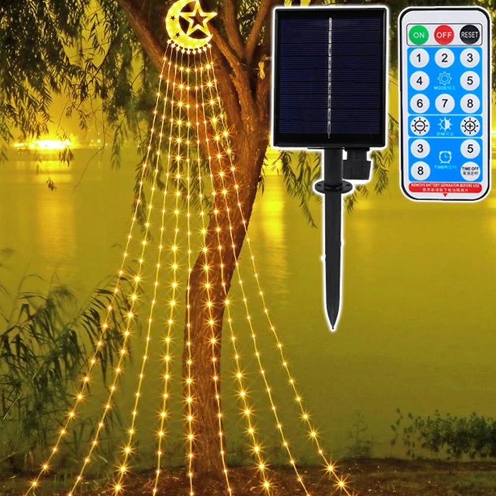 Guirnaldas de luces solares navideñas para exteriores, árbol de Navidad  decorativo a prueba de lluvia, luces navideñas en cascada, impermeables