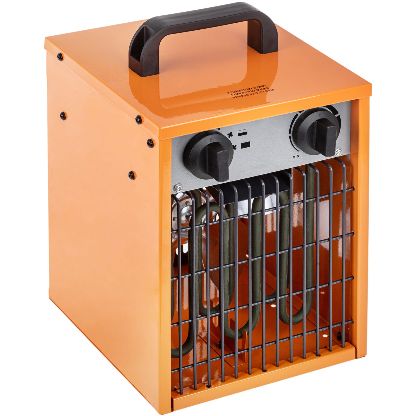 Calefactor industrial de aire de suelo 1000 / 2000 w de color naranja y  forma rectangular