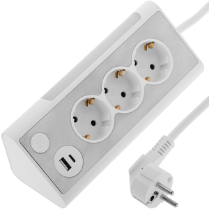 Multiprise avec Interrupteur Individuel, Prise Multiple USB C Electrique  Murale avec 4 Prises et 3 Chargeur Adaptateur Standard Euro Câble Court  0.1M,Blanc : : Bricolage