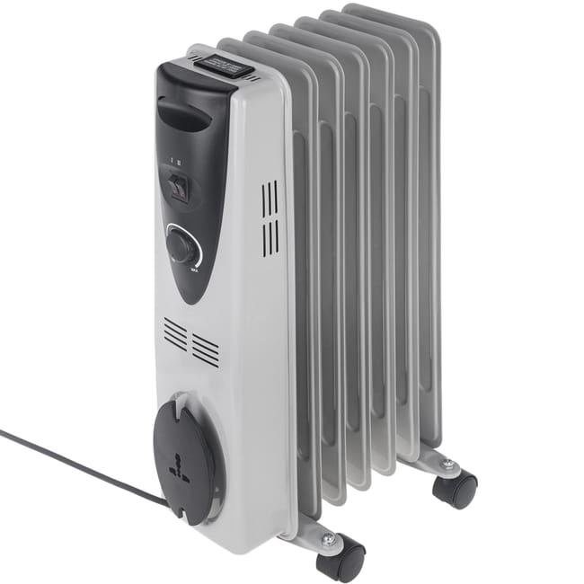 Radiador de aceite de 7 elementos con termostato y 1500W de potencia con ruedas Leroy Merlin