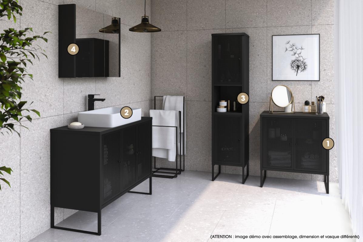Mobile bagno con ante 60 cm antracite opaco con lavabo e specchio - Dedalo