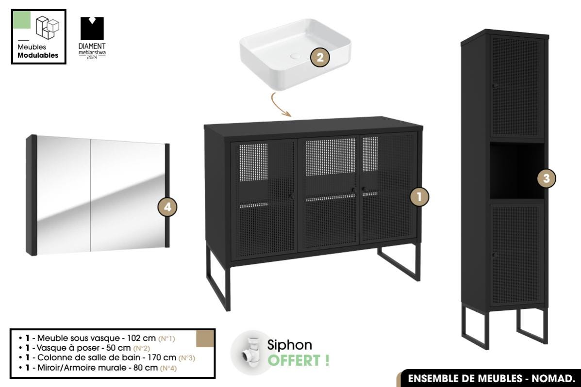 Mobile da bagno 60cm da Appoggiare 2 Ante Rovere Lavabo Nero + Specchio Mobile da bagno 60cm da Appoggiare 2 Ante Rovere Lavabo Nero + Specchio