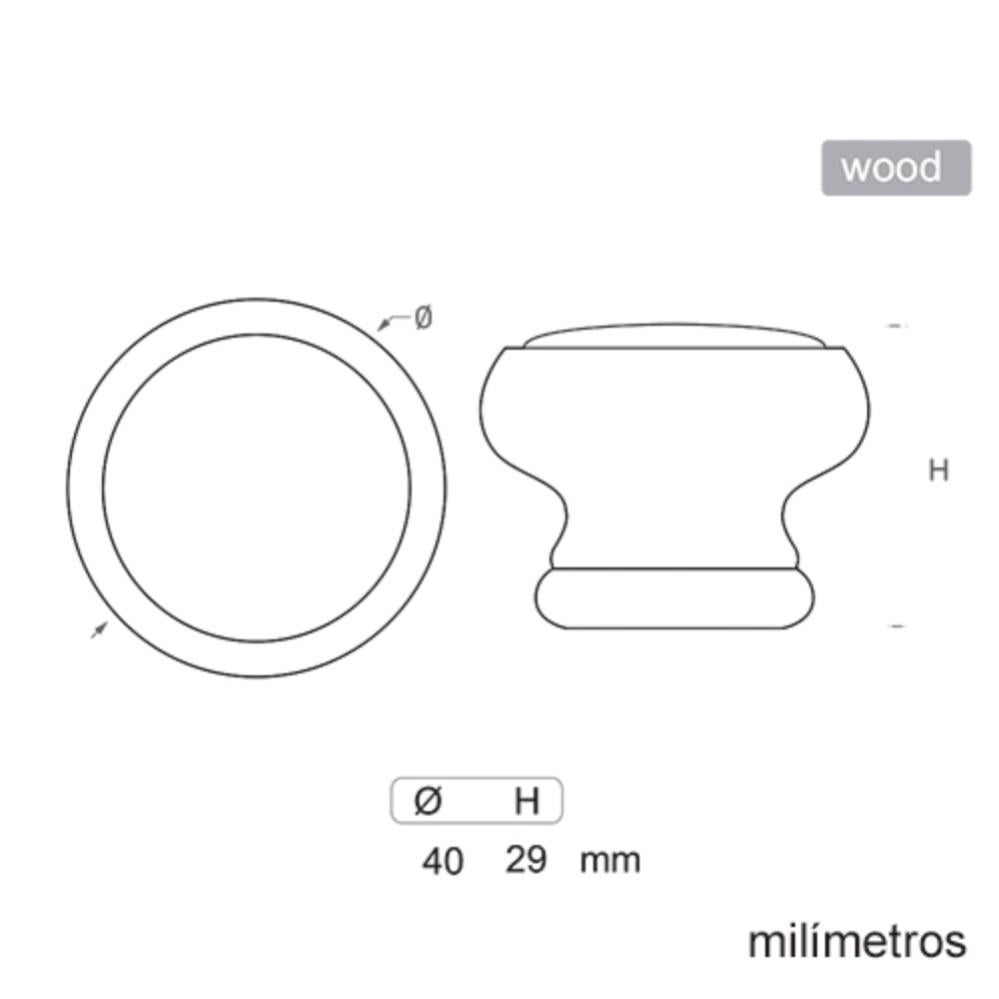 6 Un. bouton poignées de meuble Vintage Retro bois blanc décapé CAFE - diamètre 40MM - 5
