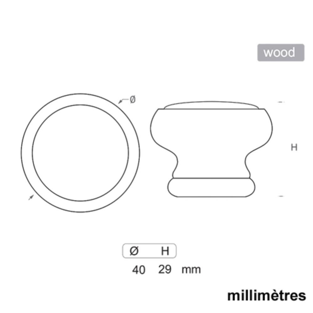 6 Un. bouton poignées de meuble Vintage Retro bois blanc décapé couronne- diamètre 40MM - 3