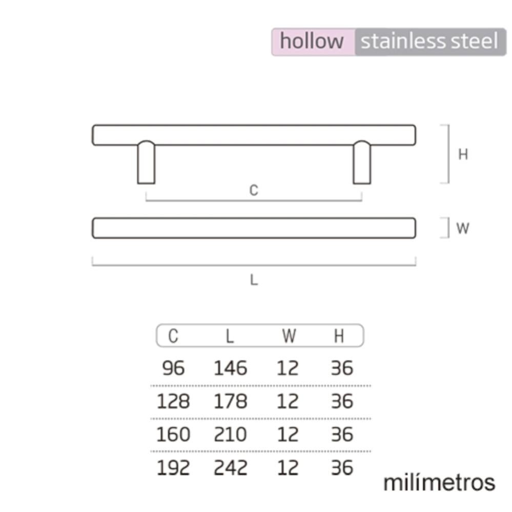 6 Un. Puxador Maçaneta aço inoxidável calidad AISI-304 Mueble COCINA y Baño - Distância entre parafusos 128MM - 5