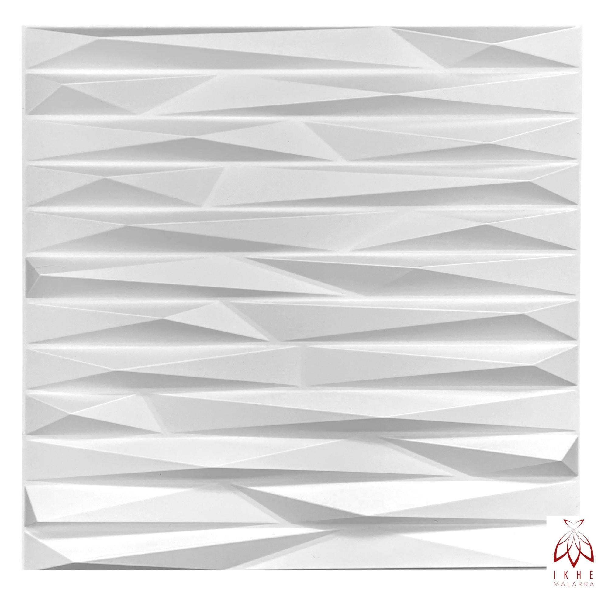 12 Pannelli Murali 3D In PVC - Motivo Vogue, 50x50 Cm, Bianco Opaco, Verniciabili, Per Soggiorno/Camera - Foto 7