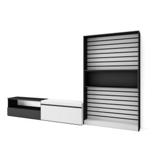 Conjunto de Móveis Tv 260X186X35cm para Televisores Até 65 Lareira Eléctrica  Branco e Preto SKRAUT HOME