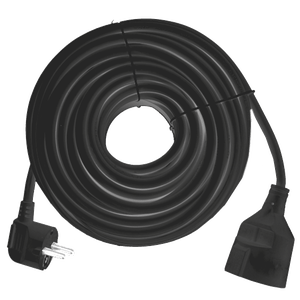 Cable de extensión corto con enchufe de ángulo plano 10m H05VV-F3G1,5 negro