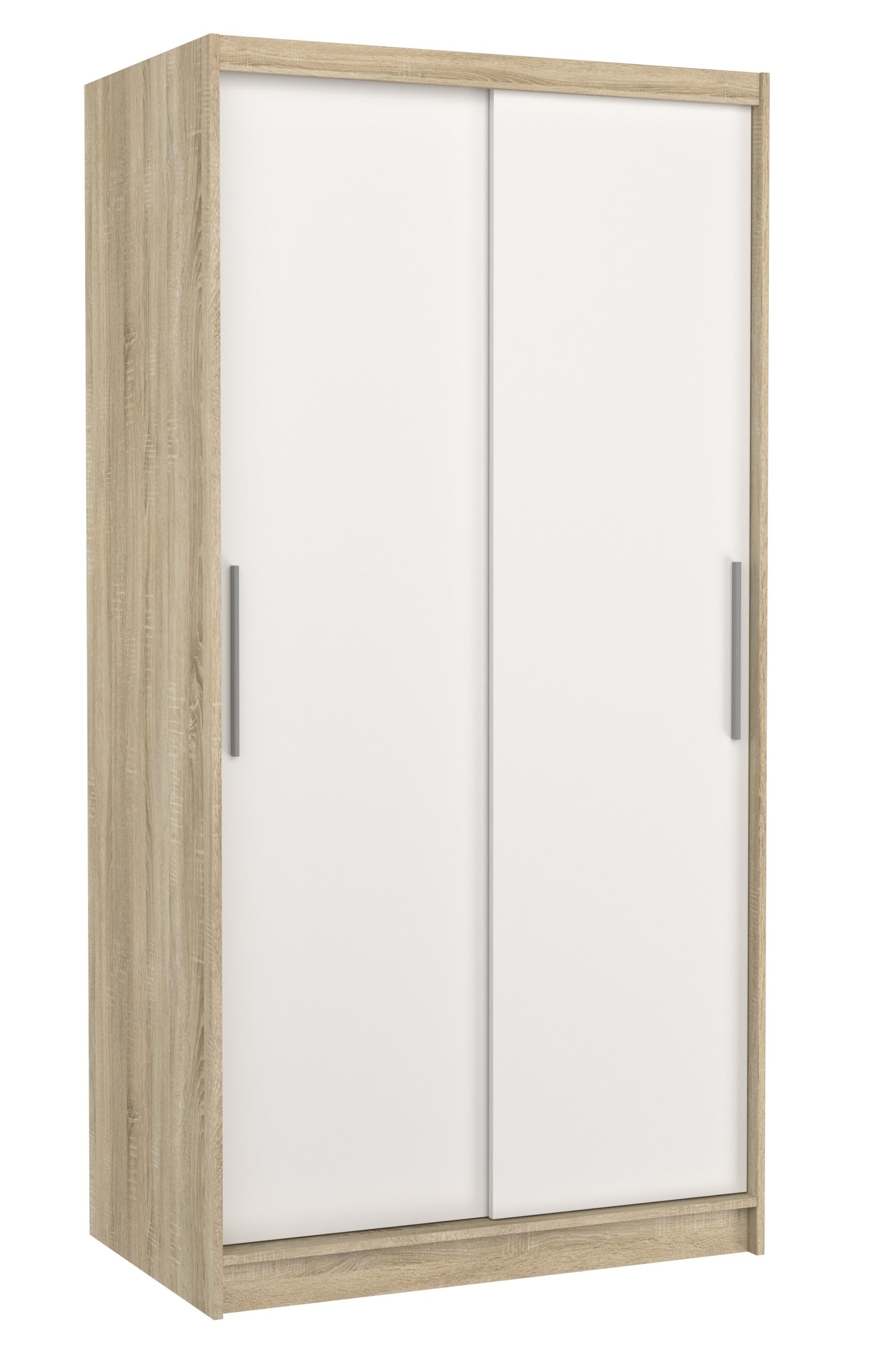 Petite armoire 2 portes coulissantes n en Chêne de Ligne contemporaine  Hauteur 180 cm 4 étagères de chaque côté , meuble en Chêne