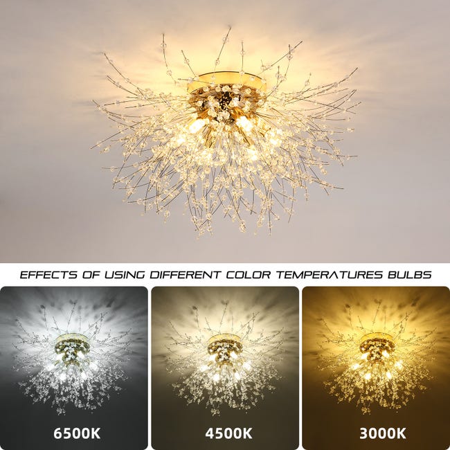 Jago® Plafonnier - 3 Ampoules de Max. 40 W, E14, LED, Design : Feuilles  Acryliques Transparentes