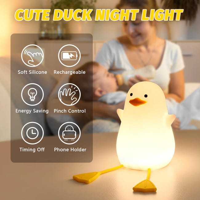 Veilleuse pour enfants, lampe de chevet en forme de canard mignon, lumière  d'ambiance LED en de la chambre des enfants, commande tactile, USB charge