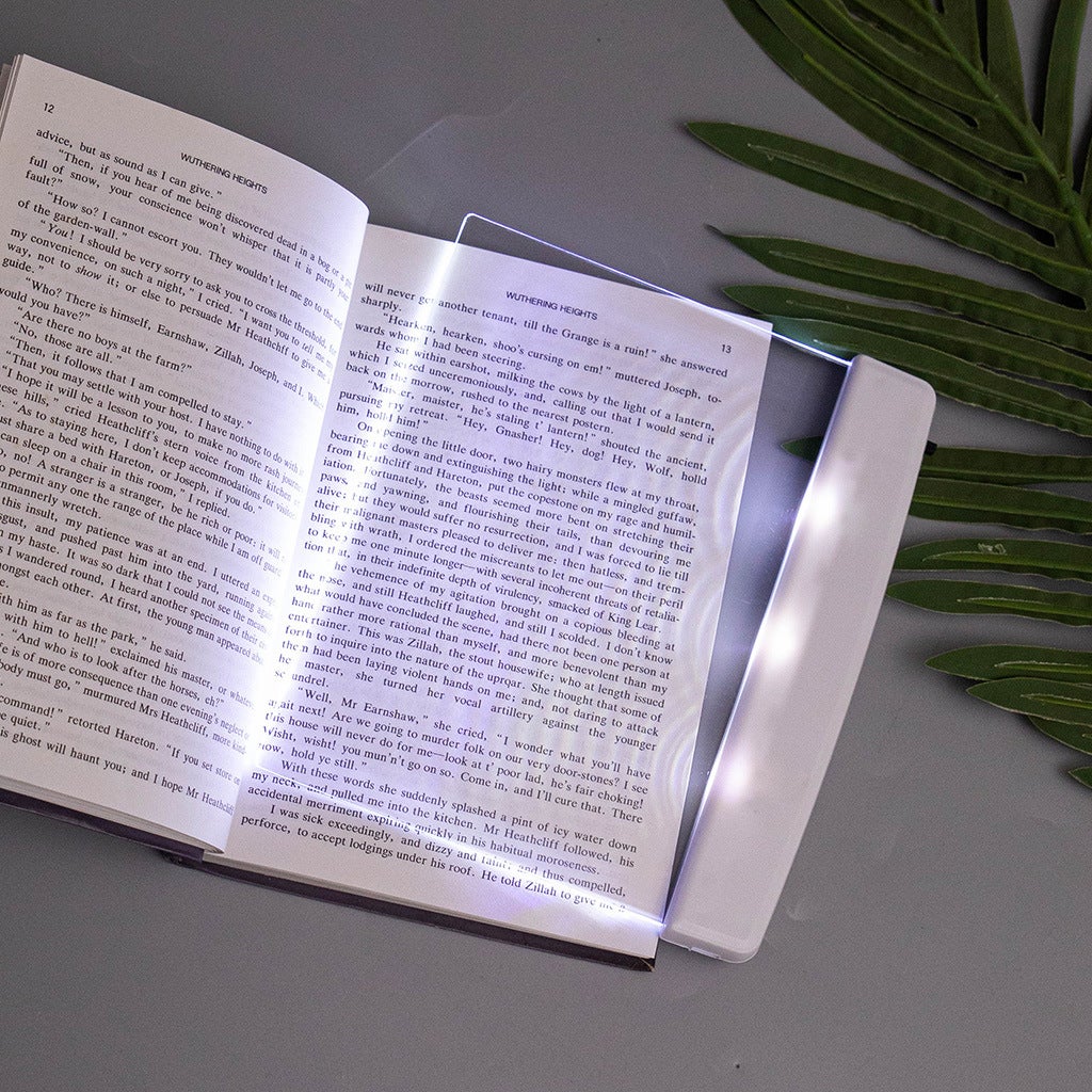 Lampe de livre plate pour lire au lit la nuit, LED transparente