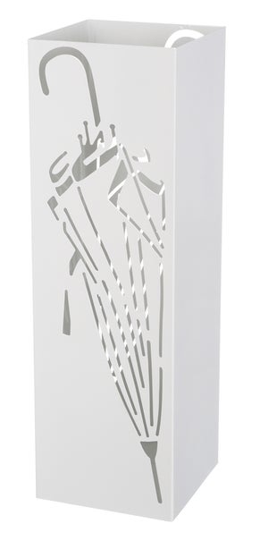 Paragüero blanco redondo de metal, diseño de ondas, 49 x 19,5 cm