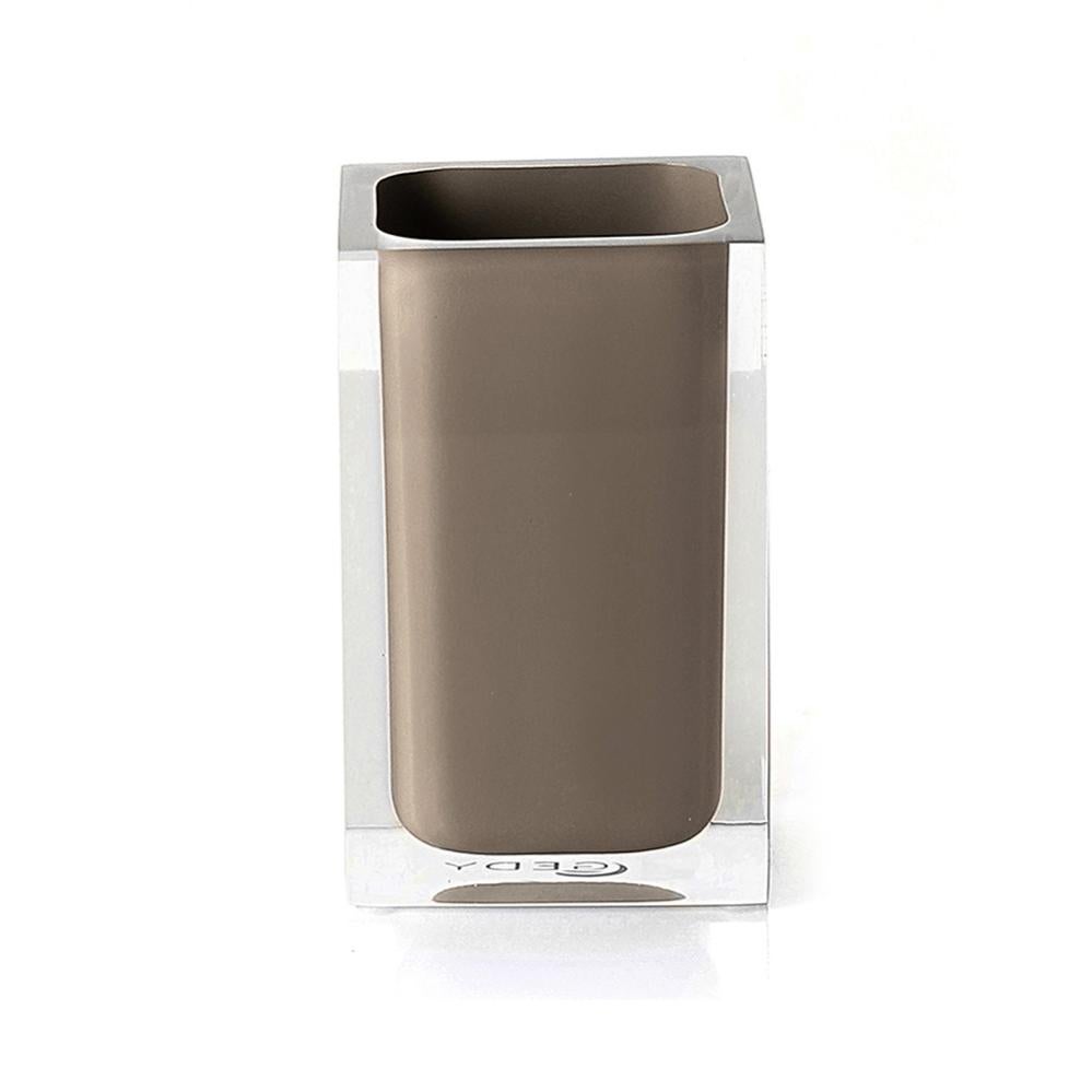 Portaspazzolini A Muro Gedy In Acciaio Inox E ABS Con Bicchiere Trasparente Ventus